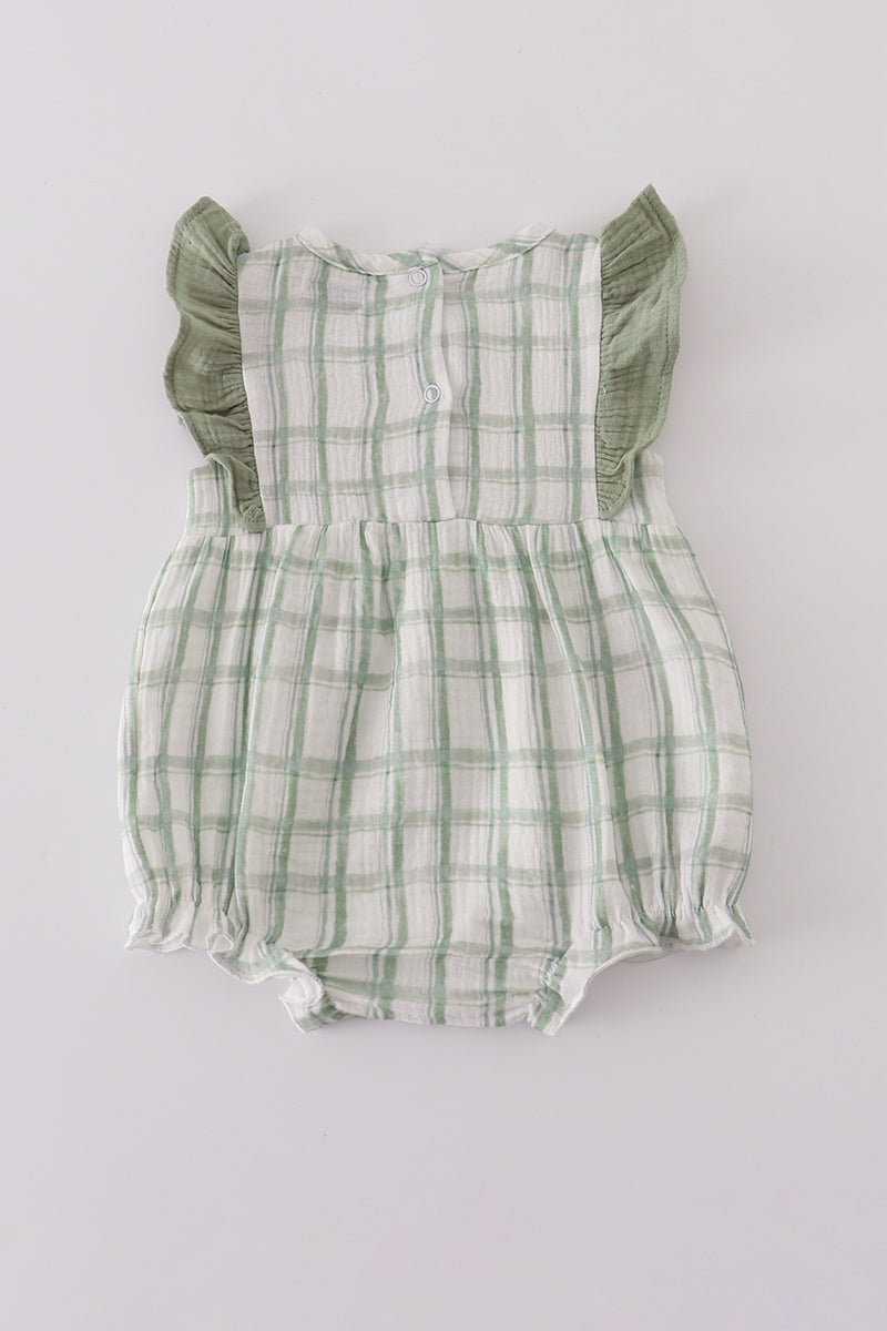 Premium sage ruffle plaid bubble