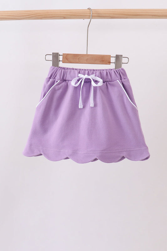 Dark purple scallop hem bow skort