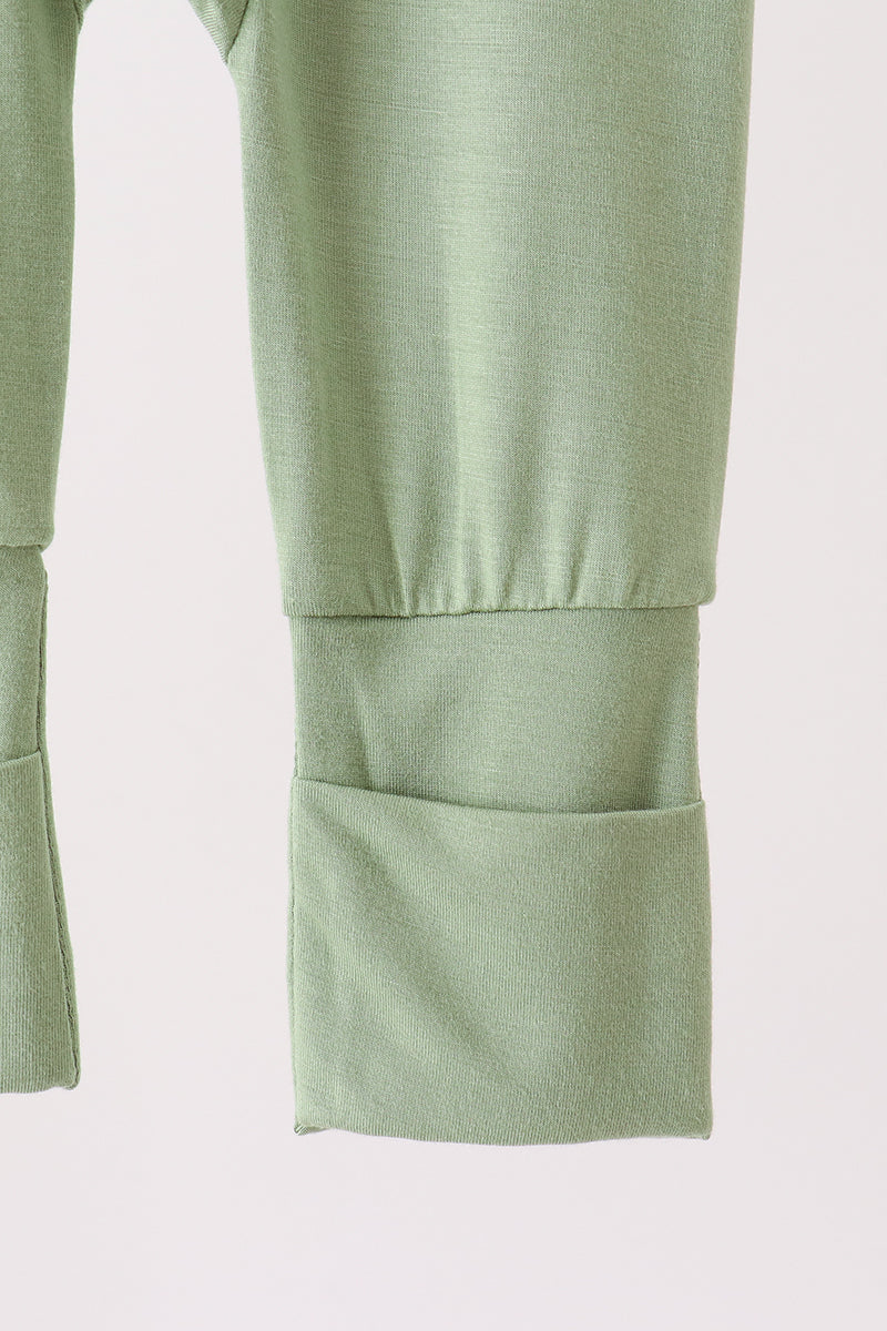 Green zipper bamboo romper