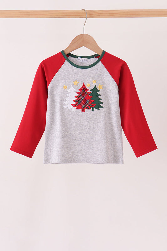 Christmas tree applique raglan top