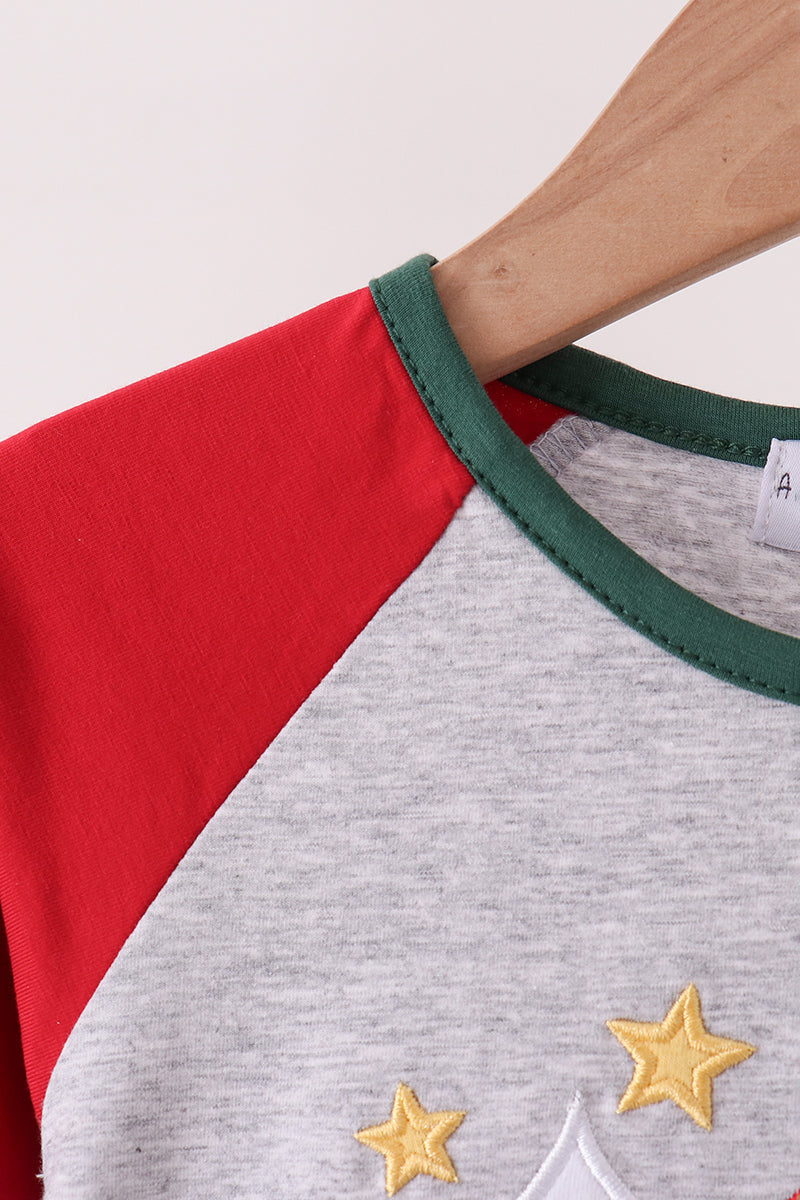 Christmas tree applique raglan top