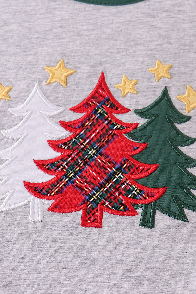 Christmas tree applique raglan top