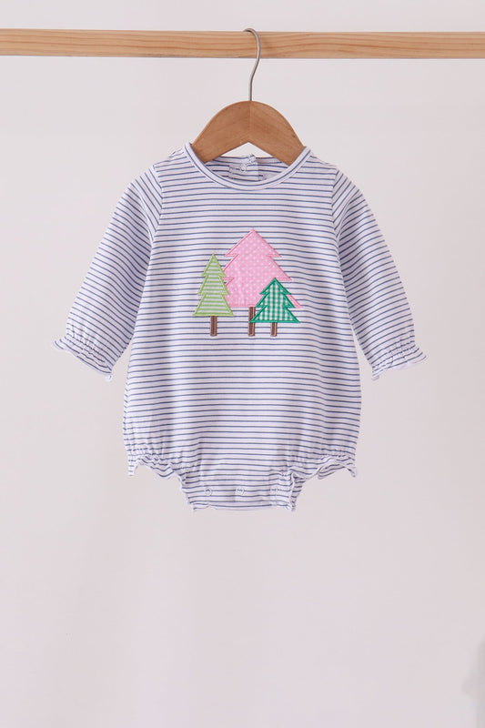 Black stripe christmas tree applique bubble