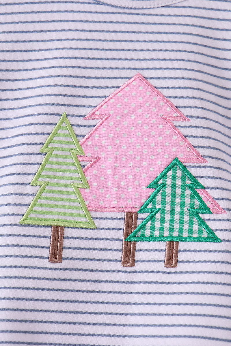 Black stripe christmas tree applique bubble