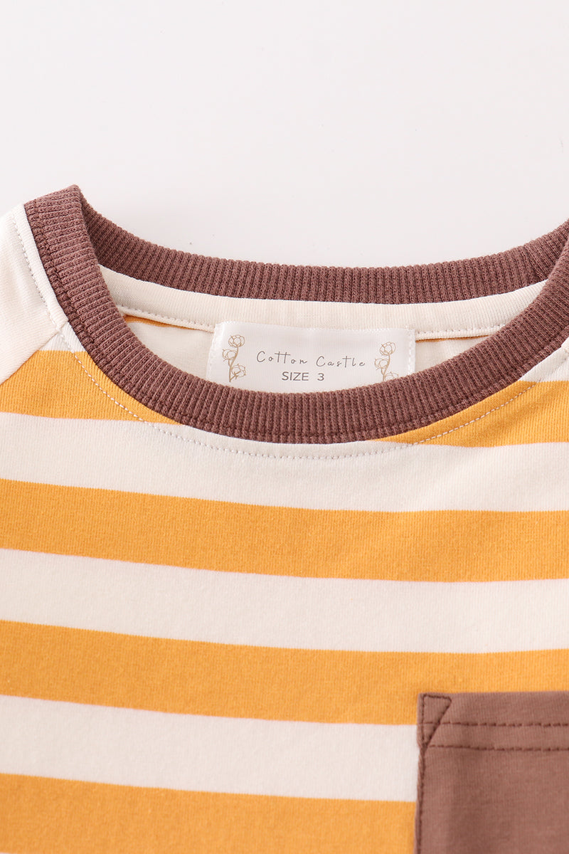 Platinum brown stripe pocket boy top