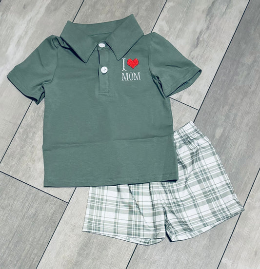 I Love Mom Sage Polo