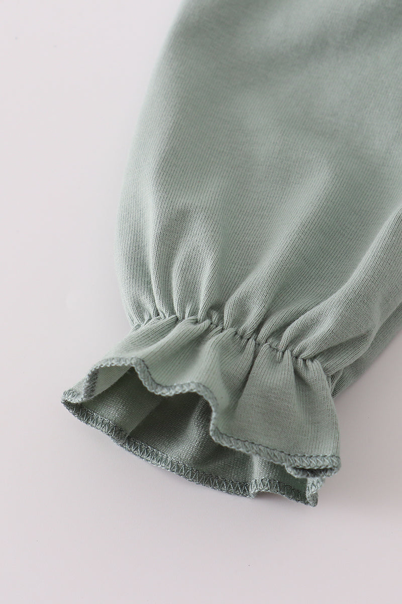 Sage turkey french knot ruffle bubble