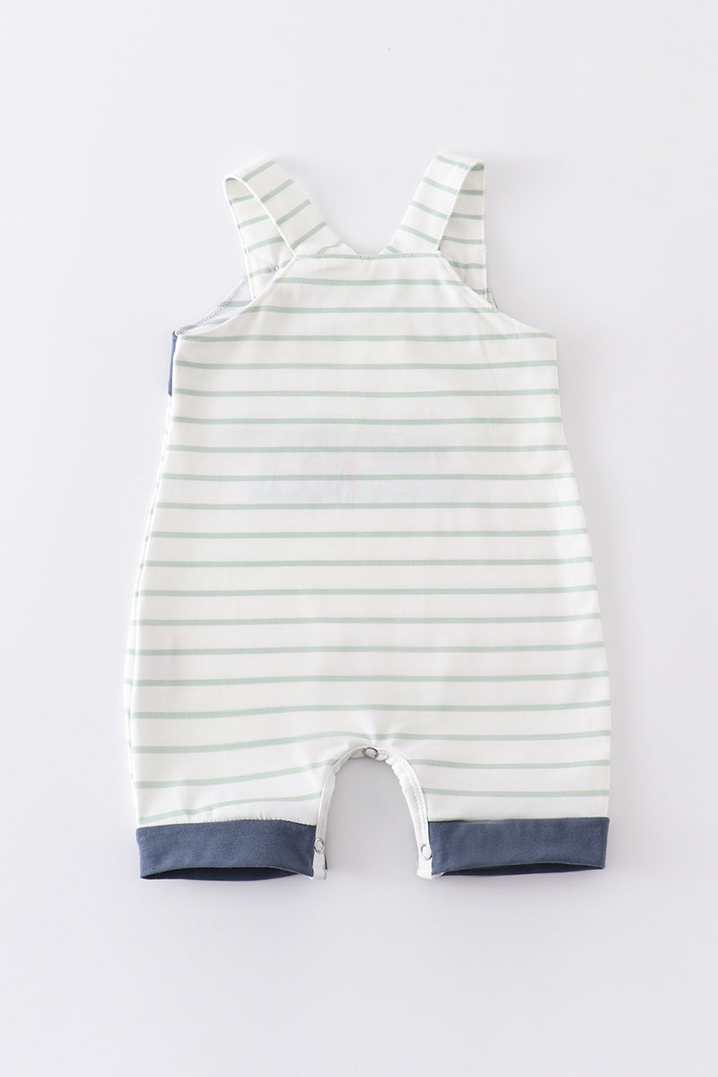 Stripe cow embroidery boy romper - SPELLING ERRORS