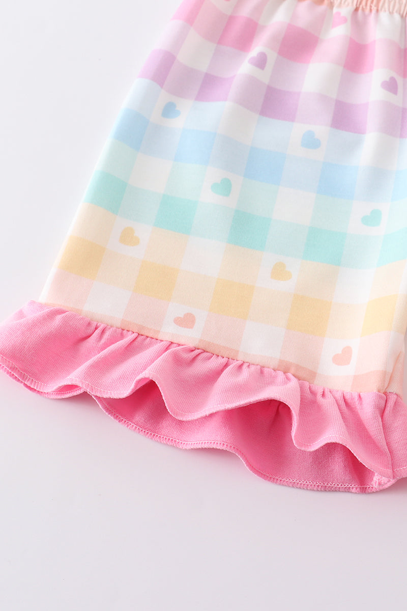 Rainbow pastel plaid girl set