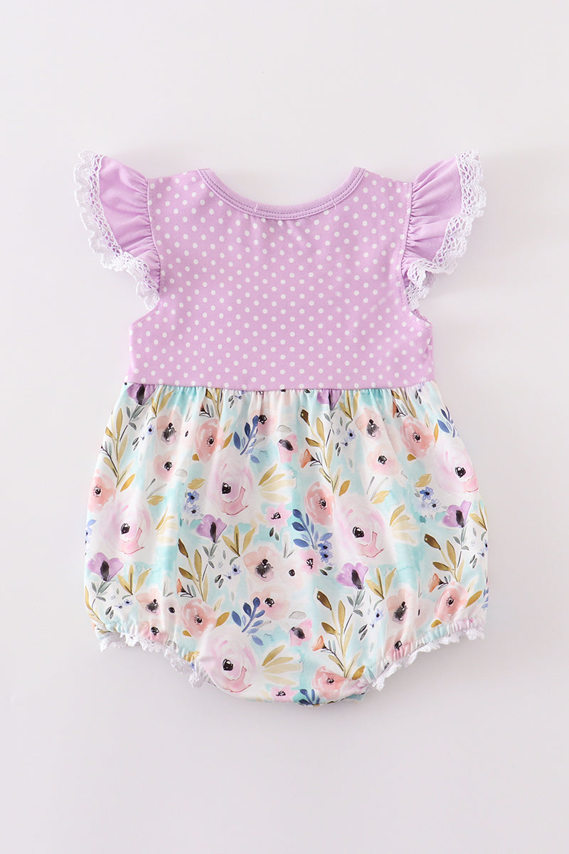 Purple floral ruffle bubble