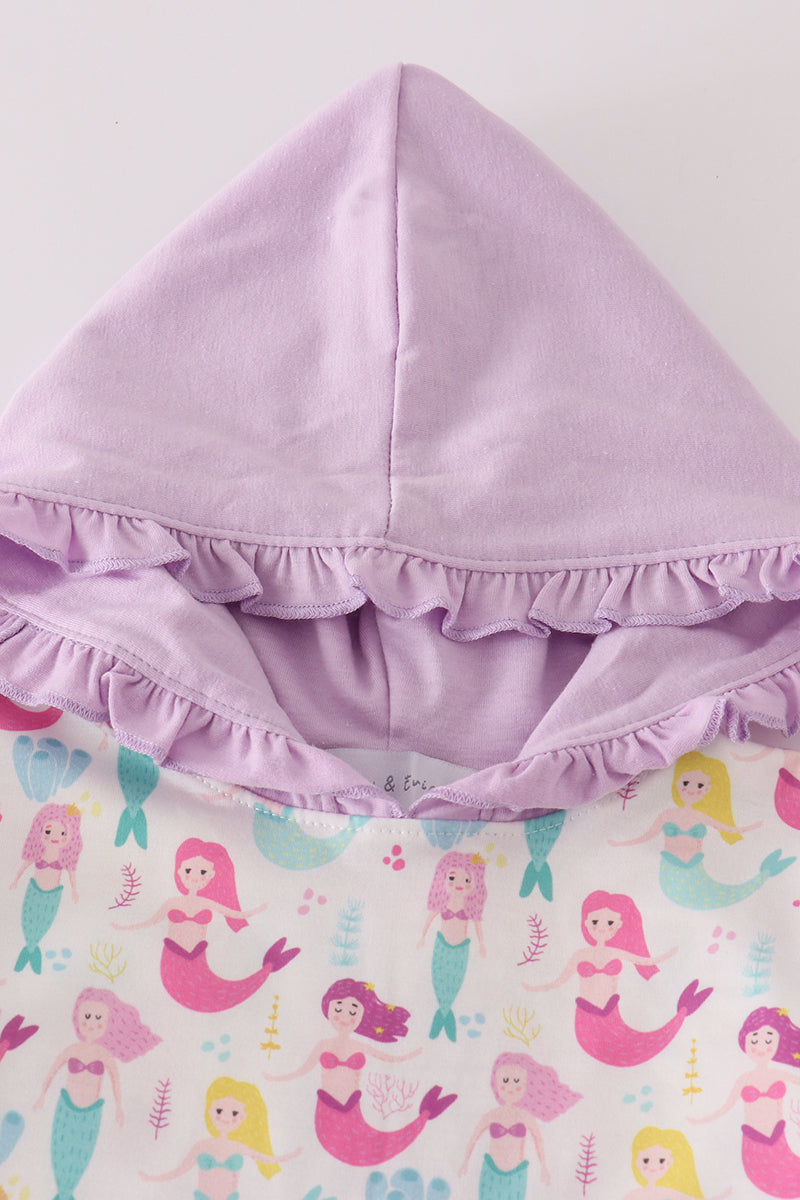 Purple mermaid girl hoodie set