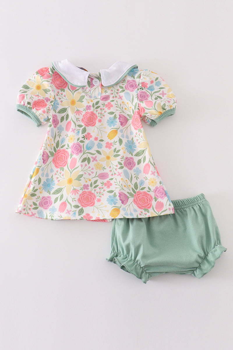 Floral print baby girl set