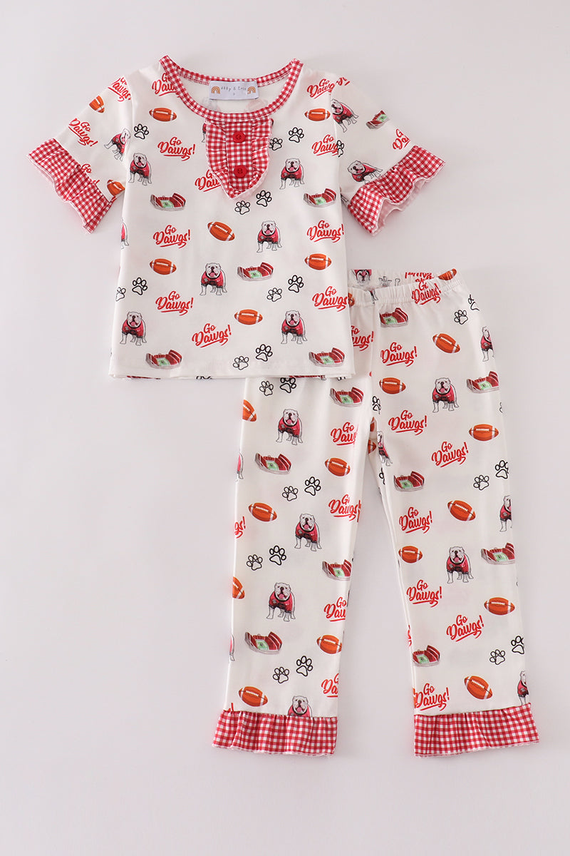 Go Dawgs print girl pajamas set