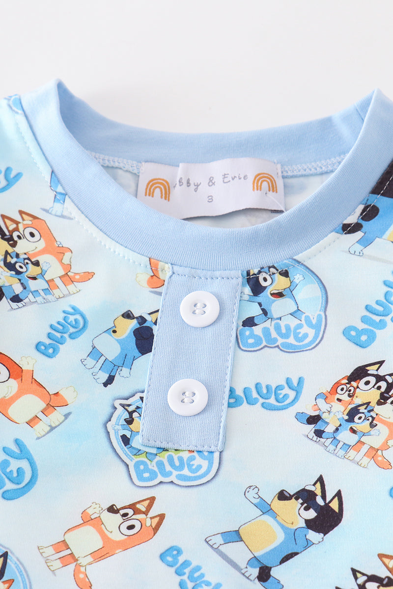 Blue character boy pajamas set