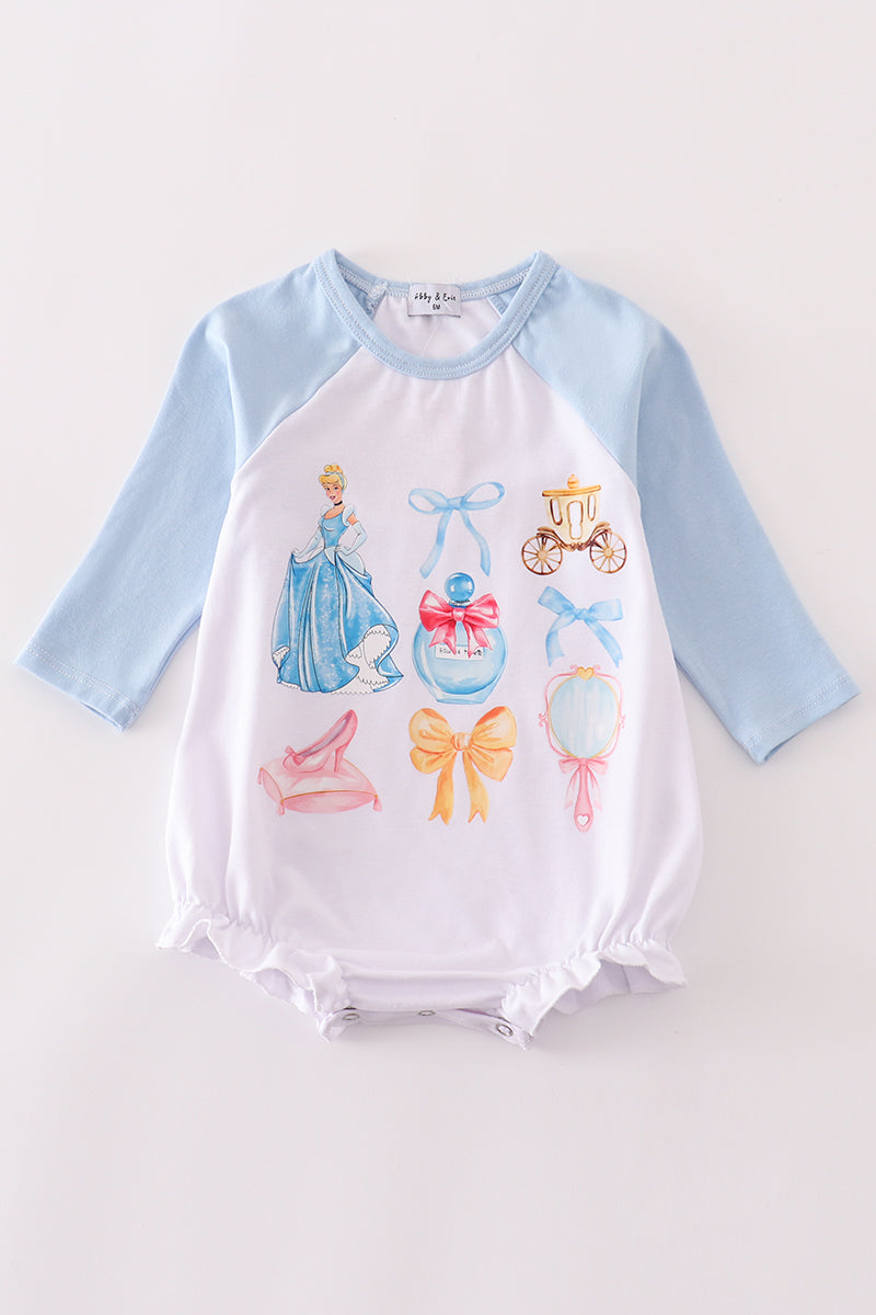 Blue princess bow print girl bubble