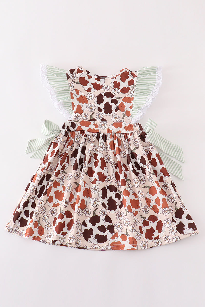 Pumpkin daisy leopard girl dress