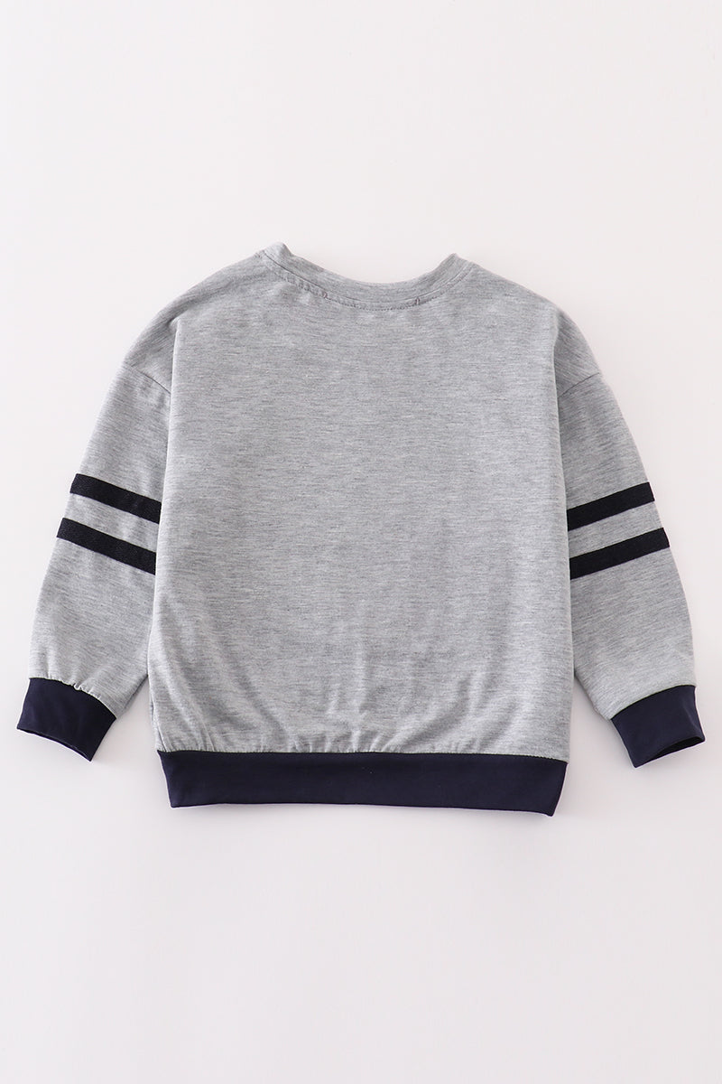 Grey football applique boy top