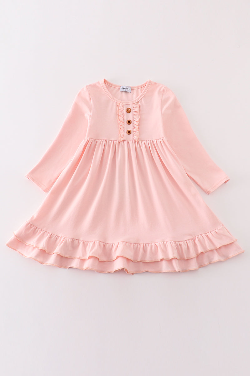 Coral ruffle girl dress