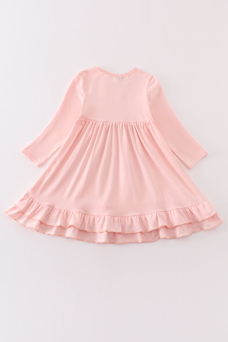 Coral ruffle girl dress