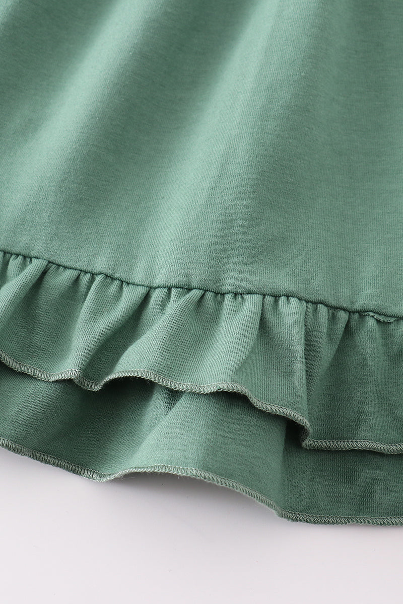 Green ruffle girl dress