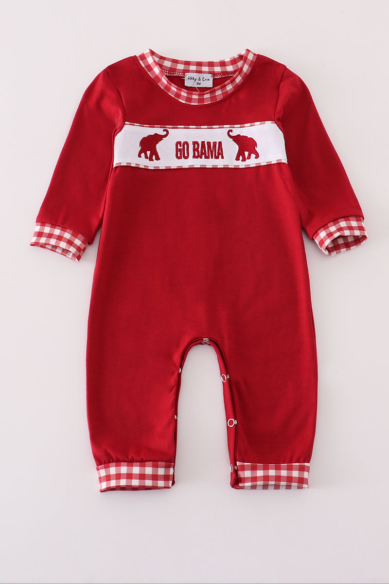 Maroon Alabama embroidery romper