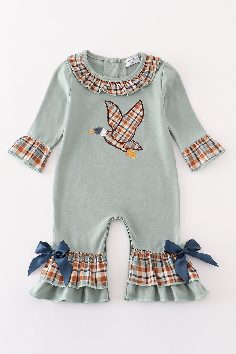 Sage duck applique ruffle girl romper