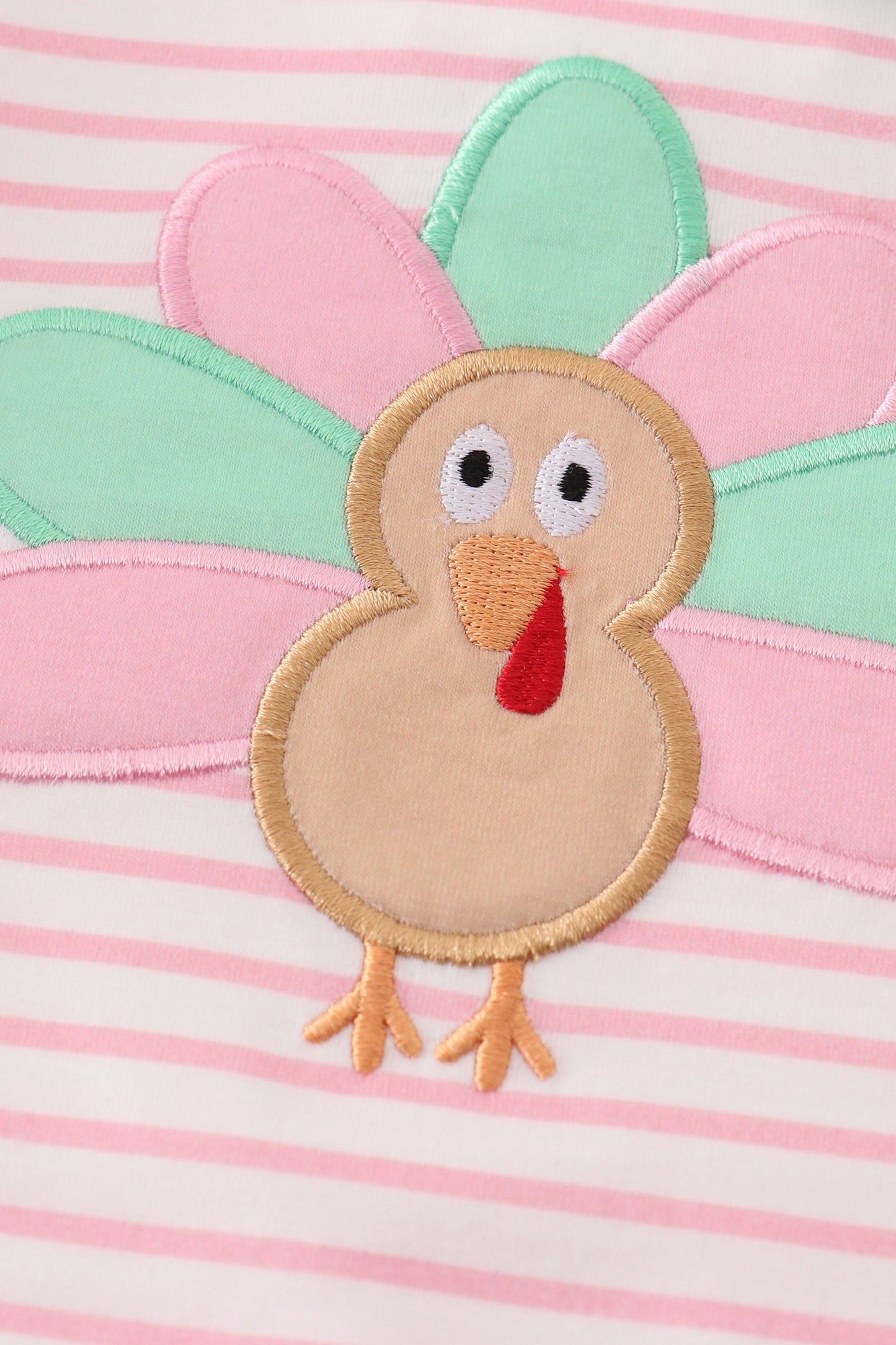 Pink stripe turkey applique girl romper