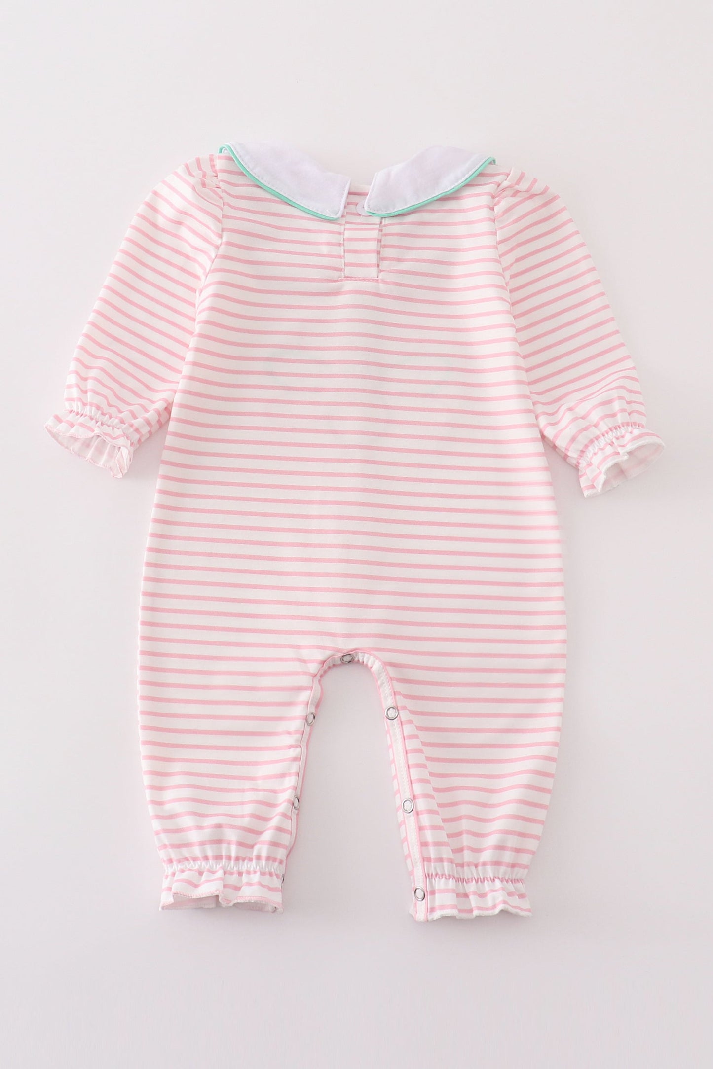 Pink stripe turkey applique girl romper