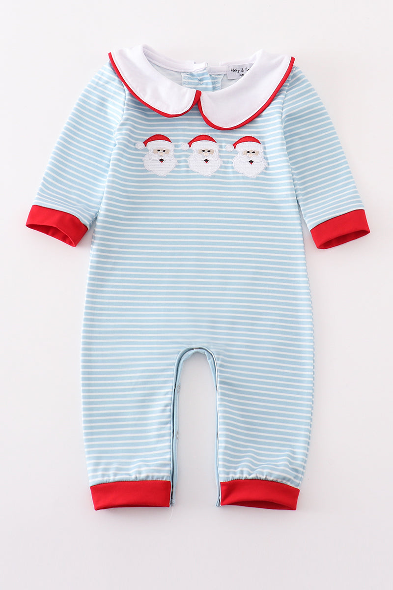 Blue christmas santa boy romper