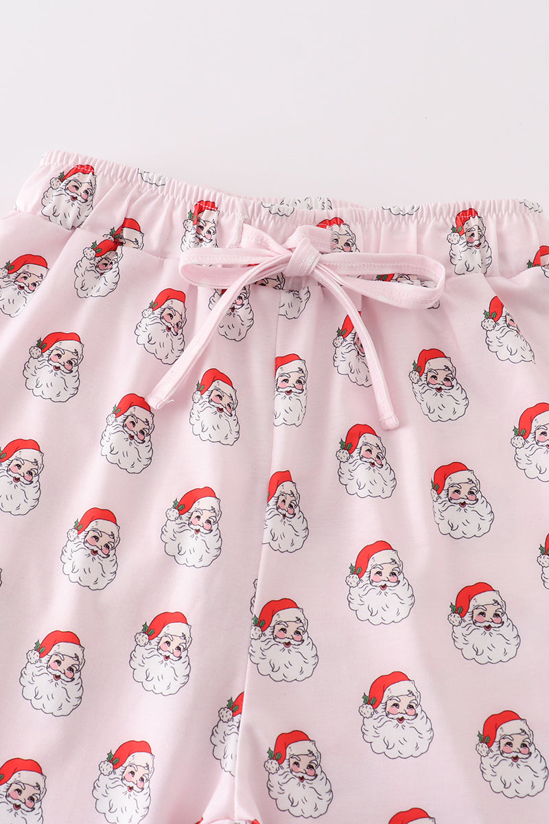 Pink christmas santa claus mom pajamas pants