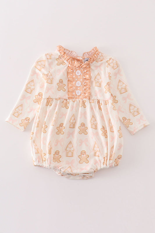 Beige gingerbread girl ruffle bubble