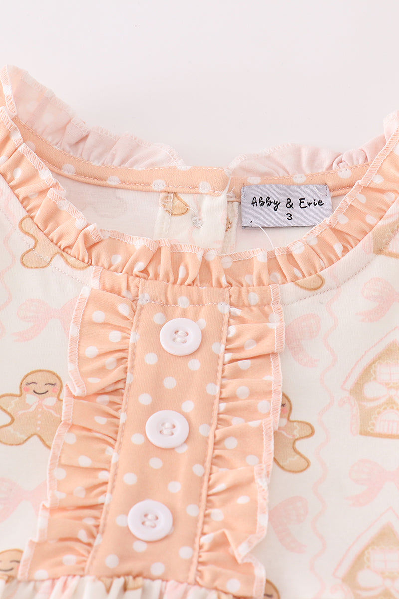 Beige gingerbread girl ruffle pants set