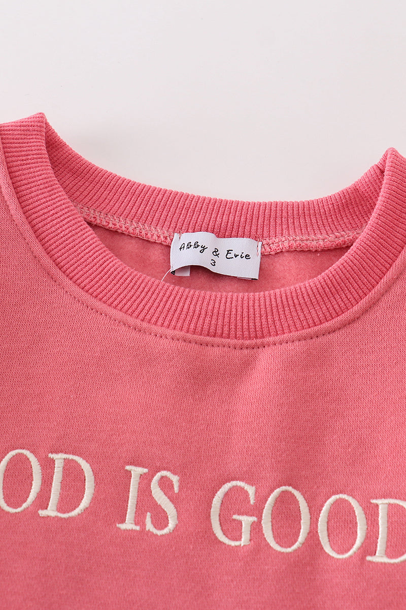 Mauve god is good embroidery mom&me fleece sweatshirt