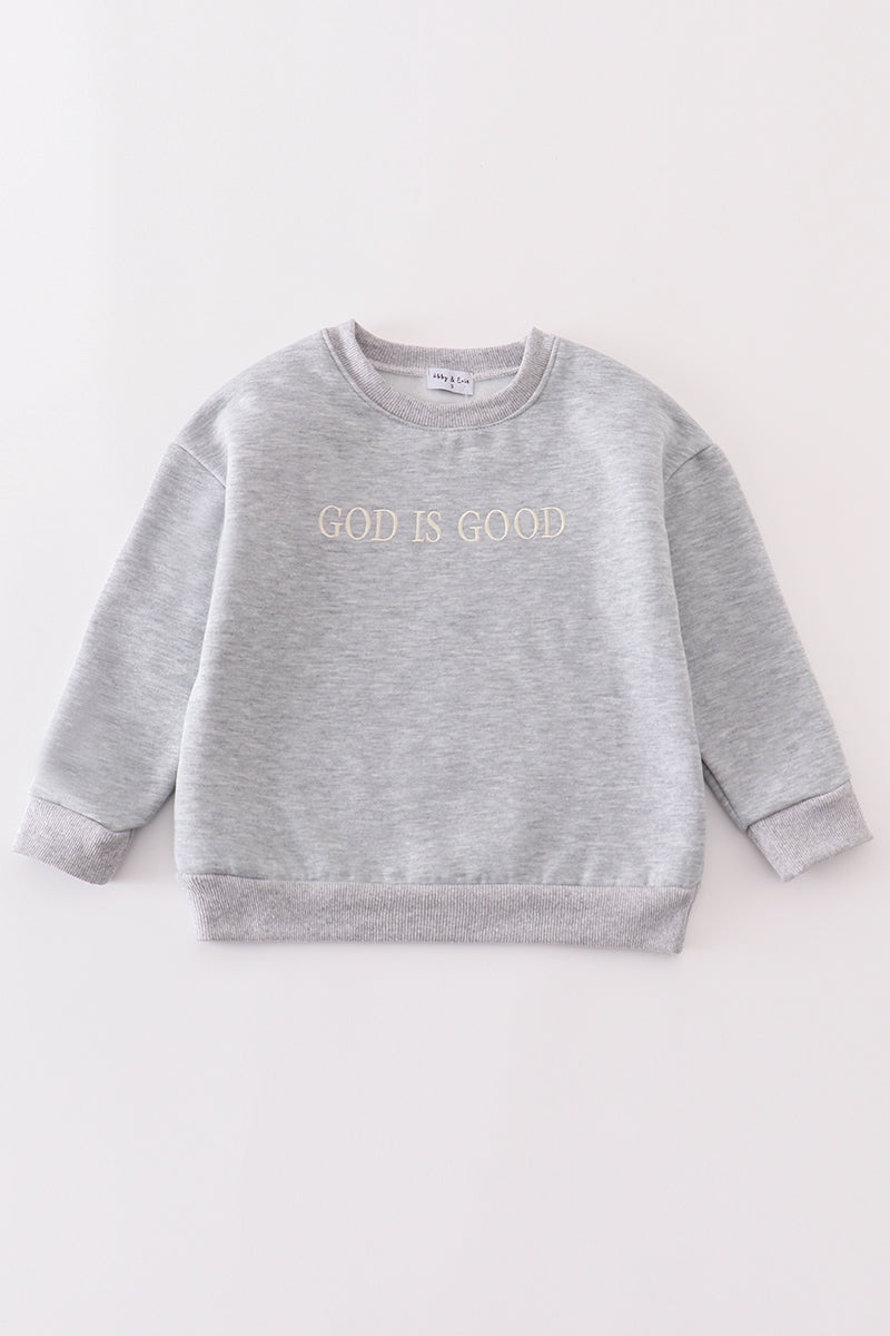 Grey god is good embroidery mom&me fleece sweatshirt