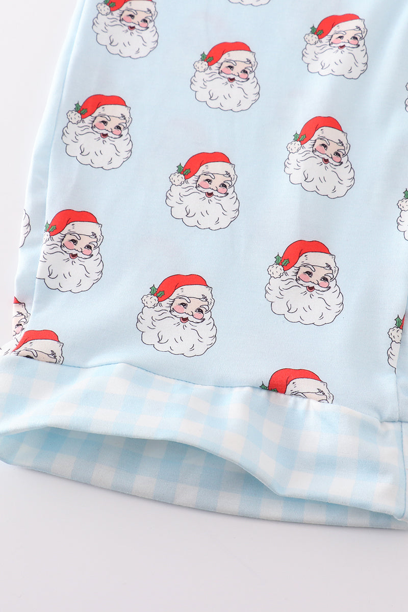 Blue santa print dad pajama pants