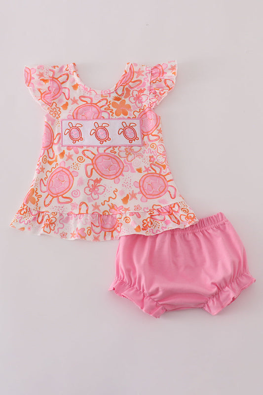 Pink Floral Ruffle Bloomer Set