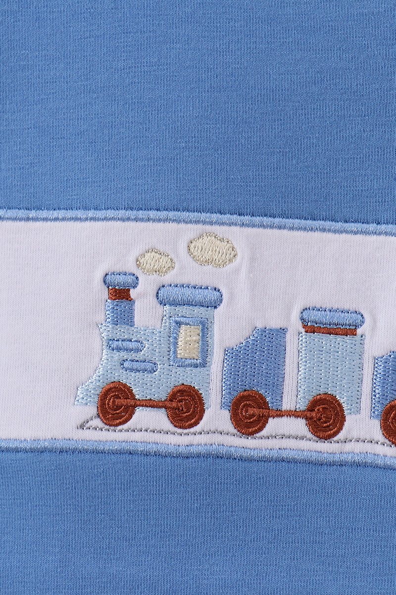 Blue train smocked top