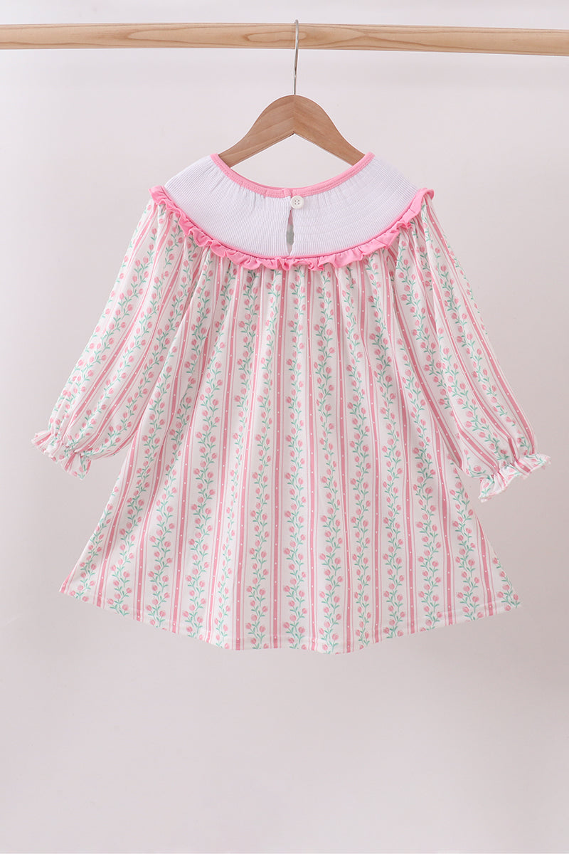 Floral tulip smocked ruffle dress
