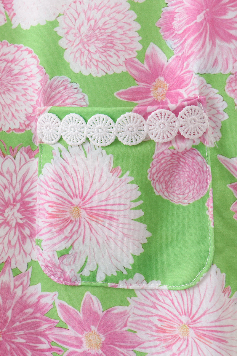 Pink floral lace shift dress