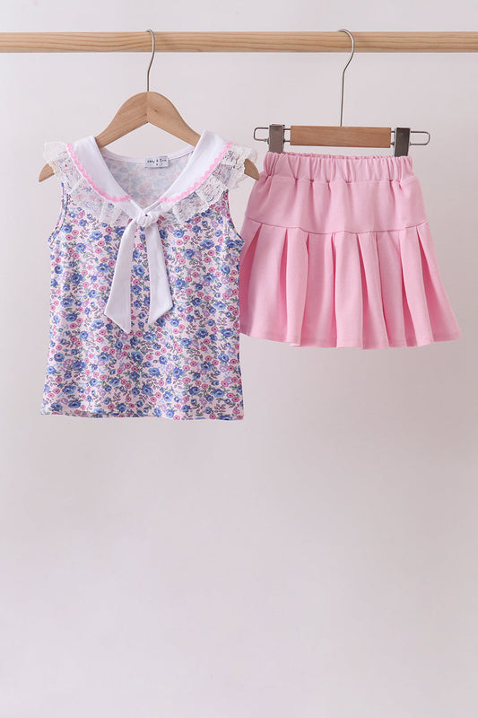 Floral Lace Skirt Set