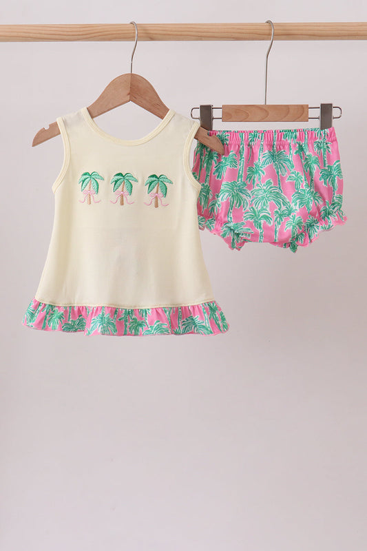 Palm Tree Embroidered Bloomer Set