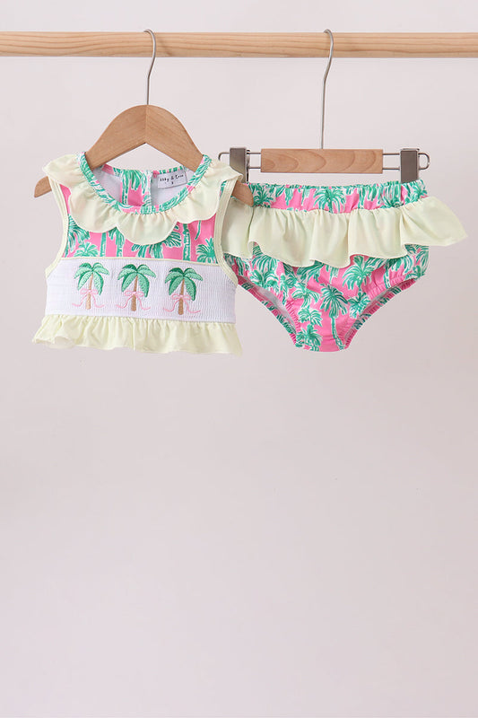 Palm Tree Smocked UPF Swim Set