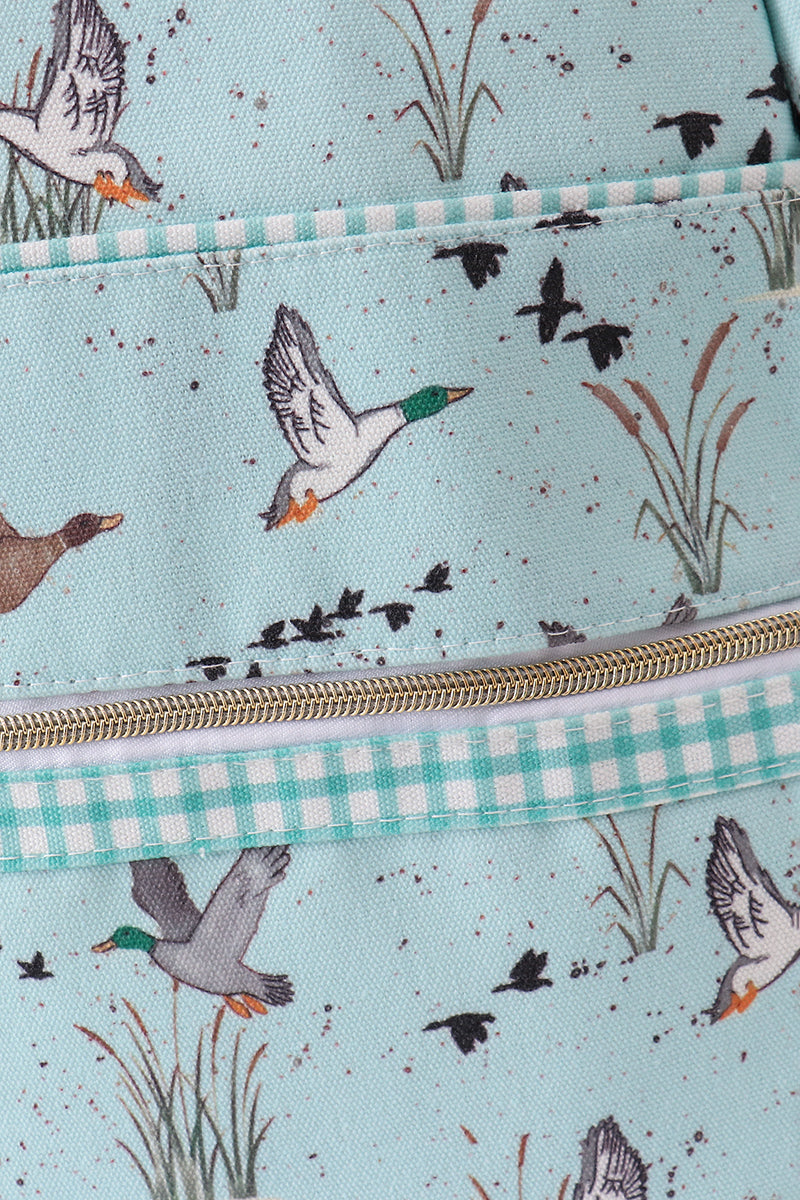 Green duck print backpack