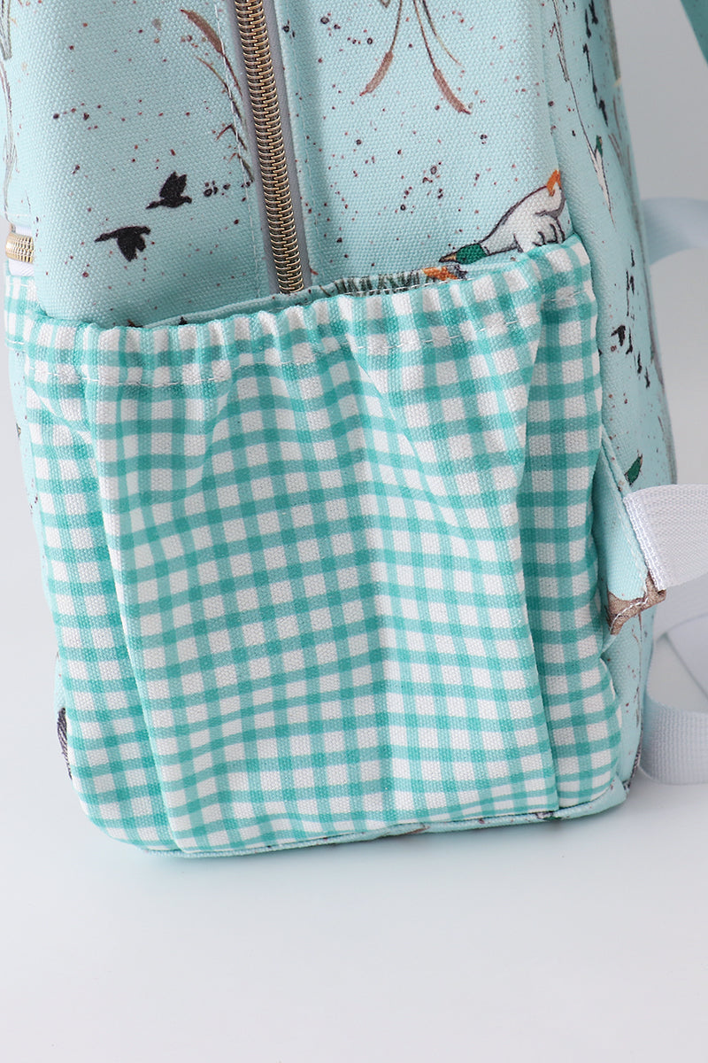 Green duck print backpack