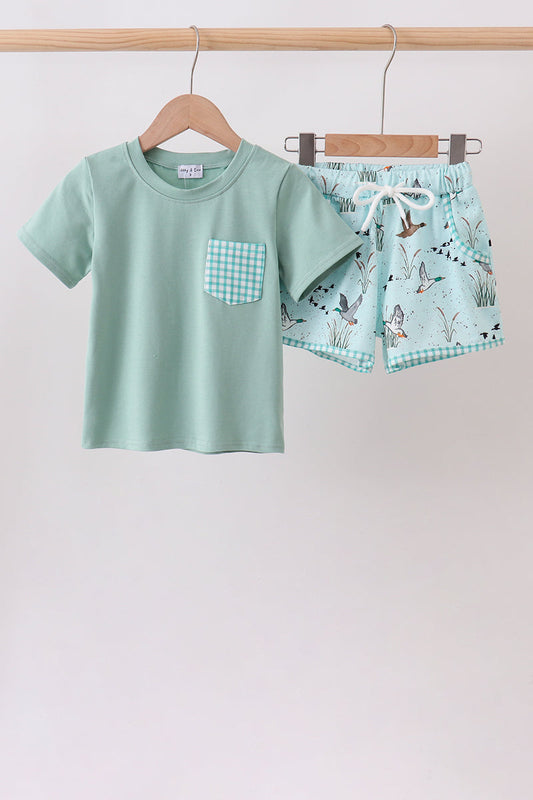 Green Duck Pocket Shorts Set