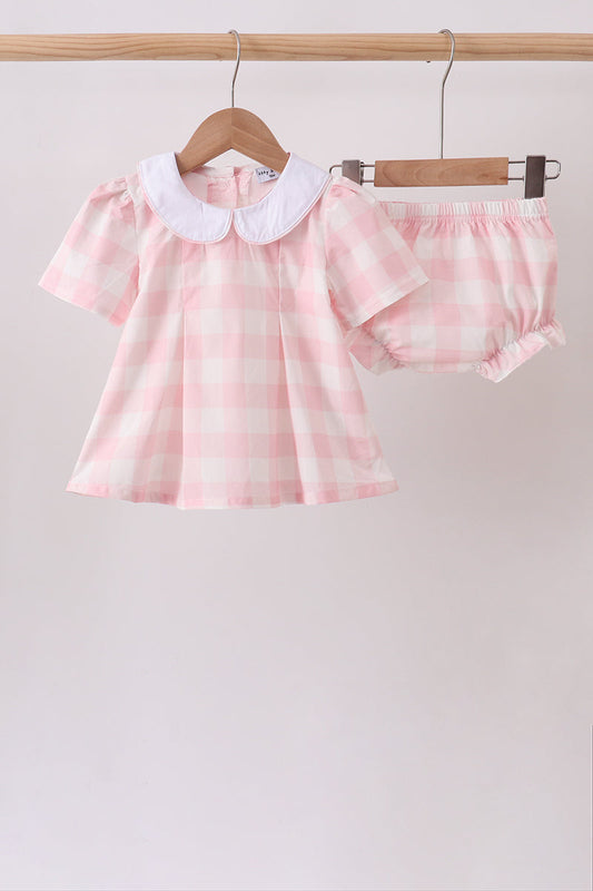 Pink Gingham Bloomer Set