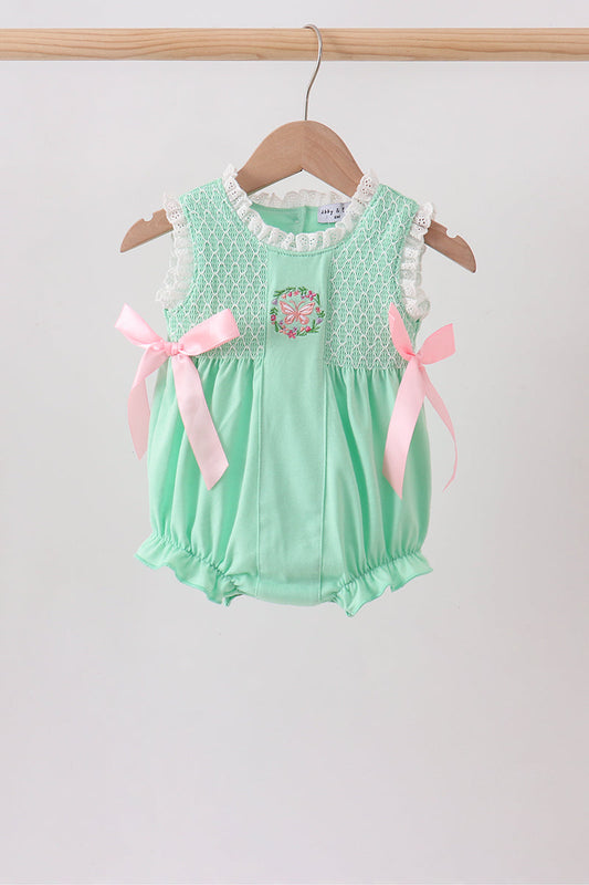 Green Butterfly Smocked Lace Bubble
