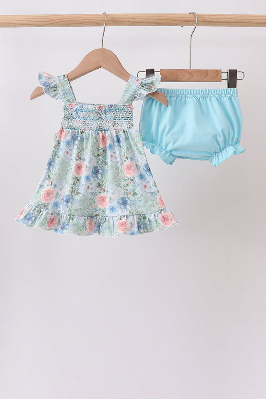 Floral Smocked Bloomer Set