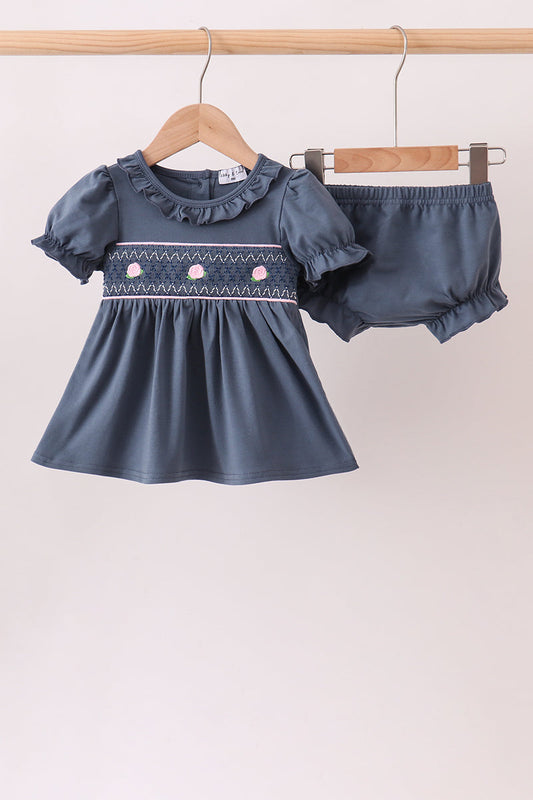 Garden Rose Smocked Ruffle Bloomer Set