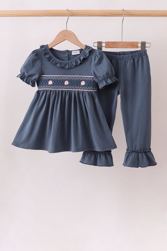Garden Rose Smocked Ruffle Pants Set
